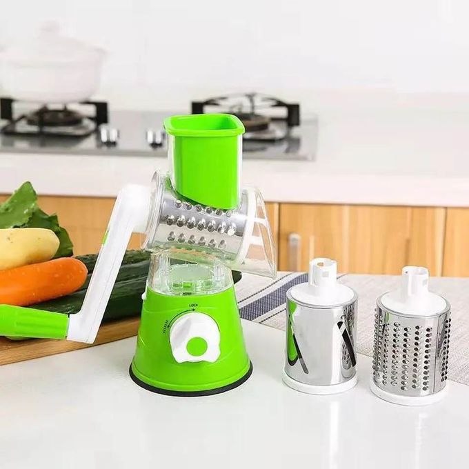 Râpe Rotative Multi-Usages 3-en-1 – Découpe Rapide, Éminceur & Éplucheur Légumes/Fromage