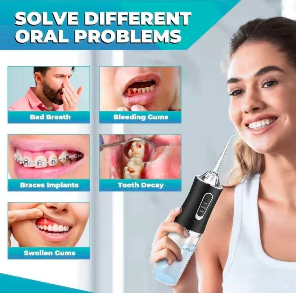 Hydropulseur Dentaire Portatif 3 Modes – Irrigateur Buccal Sans Fil (Jet Dentaire)/خيط الأسنان المائي المحمول 3 درجات – تنظيف عميق وحماية شاملة للثسة والأسنان