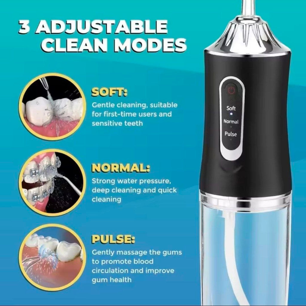 Hydropulseur Dentaire Portatif 3 Modes – Irrigateur Buccal Sans Fil (Jet Dentaire)/خيط الأسنان المائي المحمول 3 درجات – تنظيف عميق وحماية شاملة للثسة والأسنان